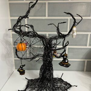 Metal Halloween tree mini ornament hanging decor ghost pumpkin spider